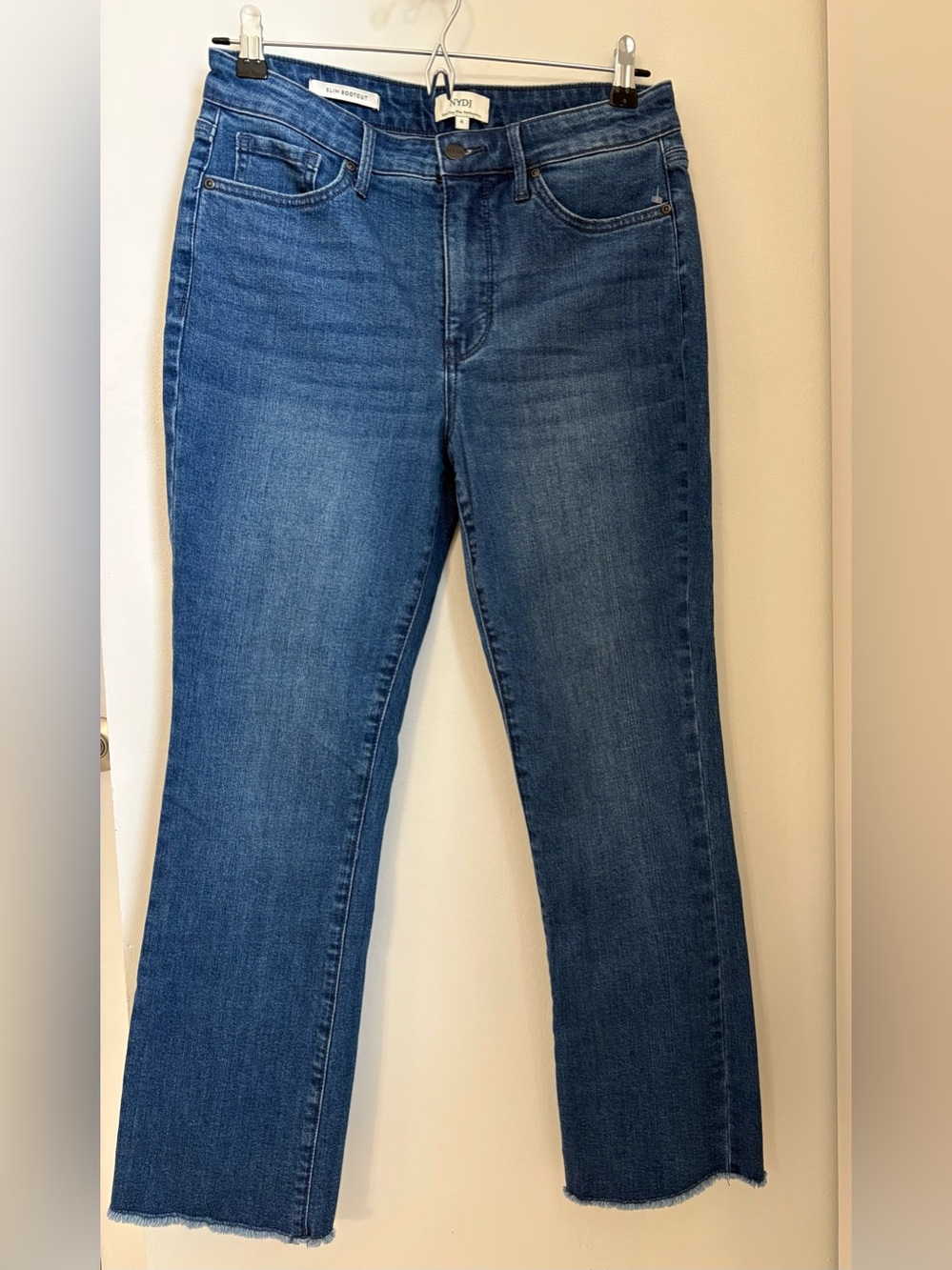 NYDJ Slim Bootcut LiftXtuck Technology Straight Leg Jeans Blue Sz:6 Raw Hem